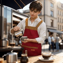 1 件可调节男女通用围裙，带口袋，防水防油，适用于厨房、咖啡厅、餐厅、烹饪、烘焙和烧烤 - 彩色 - 查看 3