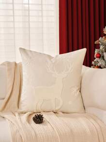 1 vỏ gối sofa tuần lộc Giáng sinh, vỏ gối trang trí Giáng sinh, có hình bông tuyết, vải nỉ mềm, thêu nhung, phong cách truyền thống, trang trí mùa đông, cho phòng khách, vỏ gối sofa, đồ trang trí giường, đồ trang trí nhà ngày lễ, quà tặng Giáng sinh - Màu be - Xem 7
