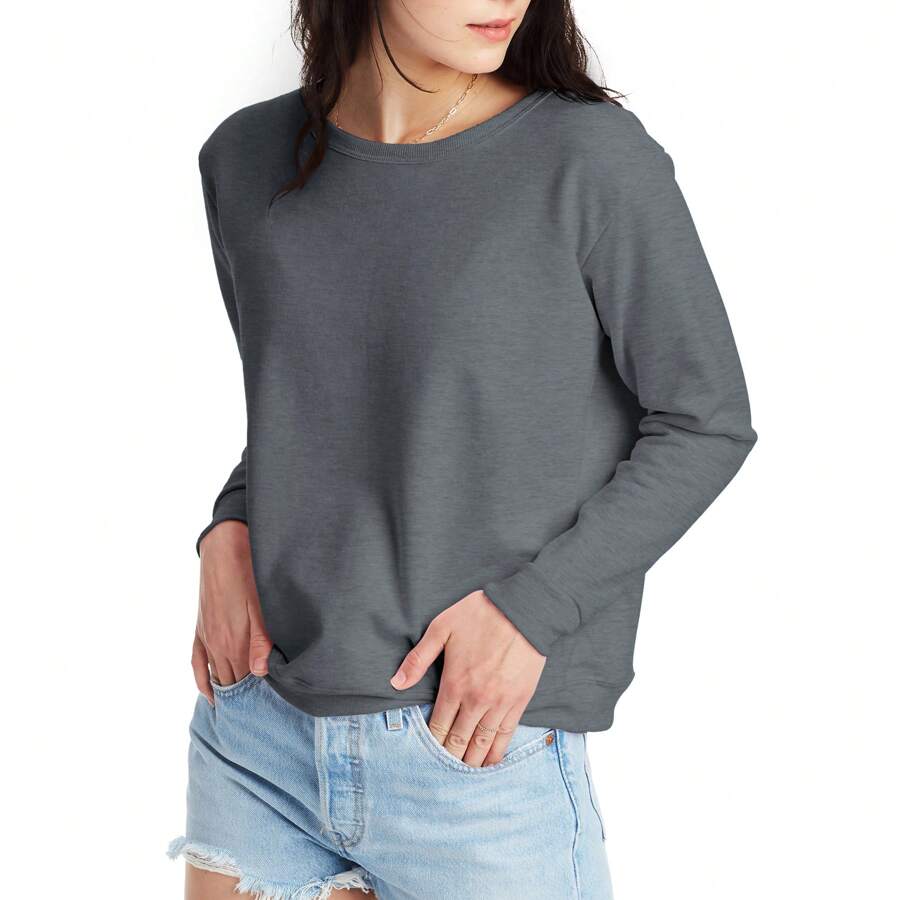 Hanes EcoSmart Women's Fleece Crewneck Pullover Sweatshirt For Women - Cây thạch nam xám - Xem 1