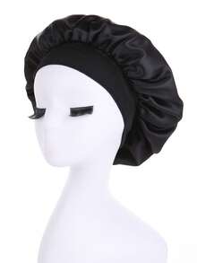 1 件女士纯色缎面宽边睡帽，缎面软帽适合日常使用 - 彩色 - 查看 4