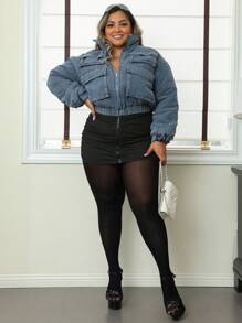 2pcs 80D Magical High Elastic Plus Size Women Tights, Sheer Seamless Sexy Stockings, Fit For 300lbs, Christmas, Cozy - Black - View 5