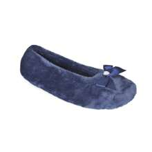 Generic Womens/Ladies Velour Ballet Slippers (Navy) - Blue - View 2