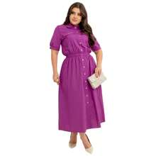 Evangelical Fashion Dress Longuete Detail Buttons Pockets - 中紫紅色 - 查看 3