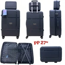 Unbreakable PP Suitcase 32kg 360 Swivel Wheels Expandable Polypropylene International Airplane Standard - 灰色 - 查看 5