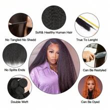 Mèches bouclées franches de cheveux humains, mèches droites Yaki, trame de cheveux Remy, cheveux vierges brésiliens non traités, 3 lots de rallonges de cheveux, couleur naturelle