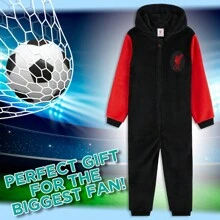 Liverpool F.C. Pyjama Fleece Onesie Super Soft Hooded Sleepsuit - Black - View 3