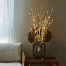 1 pieza Lámpara decorativa con rama de madera de abedul con luces. Rama de árbol artificial, funciona con batería, apta para uso interior y exterior en Navidad, bodas, fiestas y decoración del hogar