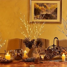 1 pieza Lámpara decorativa con rama de madera de abedul con luces. Rama de árbol artificial, funciona con batería, apta para uso interior y exterior en Navidad, bodas, fiestas y decoración del hogar
