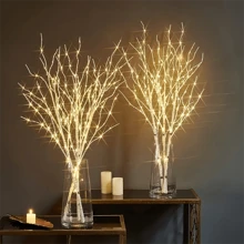 1 pieza Lámpara decorativa con rama de madera de abedul con luces. Rama de árbol artificial, funciona con batería, apta para uso interior y exterior en Navidad, bodas, fiestas y decoración del hogar