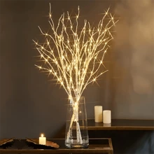 1 pieza Lámpara decorativa con rama de madera de abedul con luces. Rama de árbol artificial, funciona con batería, apta para uso interior y exterior en Navidad, bodas, fiestas y decoración del hogar
