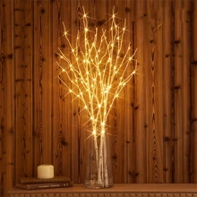 1 pieza Lámpara decorativa con rama de madera de abedul con luces. Rama de árbol artificial, funciona con batería, apta para uso interior y exterior en Navidad, bodas, fiestas y decoración del hogar