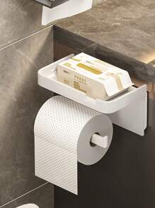 Soporte de papel higiénico de montaje en pared sin taladro - Dispensador de rollo de papel higiénico con almacenamiento, decoración de baño de plástico para decoración de otoño