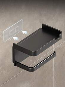 Soporte de papel higiénico de montaje en pared sin taladro - Dispensador de rollo de papel higiénico con almacenamiento, decoración de baño de plástico para decoración de otoño