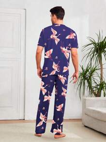 Shendy Vendy Men's Comfortable And Simple Home Loose Pajama Set - 霧霾藍 - View 3
