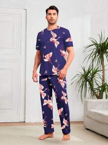 Shendy Vendy Men's Comfortable And Simple Home Loose Pajama Set - 霧霾藍 - View 2