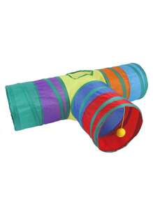 1pc Pet Supplies Pet Cat Tunnel Rainbow Playing Tunnel 3-Way Interactive Cat Crinklable Crinkle Roll Mat Toy, Foldable Breathable Cat Tunnel, Funny Drill Bucket, Pet Accessories, Portable For Indoor Outdoor, Puzzle Exercise Training Supplies For Cats, Rabbits, Hamsters, Assorted Plush Ball Colors - Multicolor - View 20