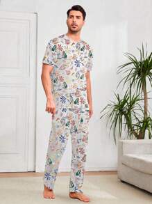 Shendy Vendy Men's Comfortable And Simple Home Loose Pajama Set - 白色 - 查看 4