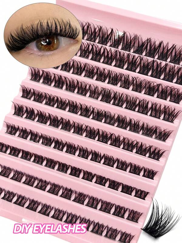 Asiteo 120 عنقود رموش اصطناعية DIY، خفيفة الوزن وناعمة، رموش اصطناعية فردية طبيعية المظهر، مناسبة للمبتدئين في مكياج العيون DIY في المنزل، عناقيد رموش، رموش اصطناعية فردية، رموش مزيفة