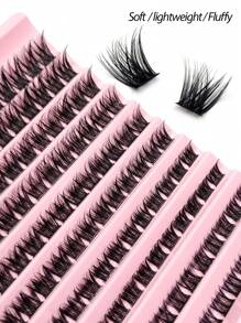 Asiteo 120 sợi mi giả tự làm, mềm mại, nhẹ nhàng, tạo hiệu ứng trang điểm tự nhiên, phù hợp cho người mới bắt đầu tự trang điểm mắt tại nhà. - màu đen - Xem 2