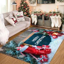 1 tấm thảm Giáng sinh vui vẻ 2024 với thiết kế ông già Noel và tuyết, quà tặng Giáng sinh, thảm phòng khách, thảm trang trí nhà cửa - Nhiều màu - Xem 2