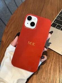 1 Ốp lưng điện thoại màu kẹo dẻo bóng tùy chỉnh, tên chữ cái cá nhân hóa, ốp lưng bảo vệ điện thoại cặp đôi tối giản - Màu be - Xem 9