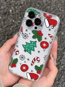 1pc Transparent Shell Christmas Pattern Scratch-Resistant Shock-Proof Phone Case Compatible With Apple IPhone 11/12/13/14/15/15Pro/15Plus/16ProMax/7Plus/8Plus/X/XsMax/Xr/11Pro/12Pro/13Pro/14Pro/11ProMax/12ProMax/13ProMax/14ProMax/14Plus/7/8Plus