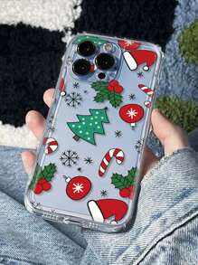 1pc Transparent Shell Christmas Pattern Scratch-Resistant Shock-Proof Phone Case Compatible With Apple IPhone 11/12/13/14/15/15Pro/15Plus/16ProMax/7Plus/8Plus/X/XsMax/Xr/11Pro/12Pro/13Pro/14Pro/11ProMax/12ProMax/13ProMax/14ProMax/14Plus/7/8Plus