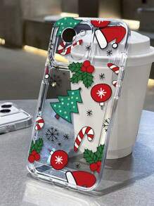 1pc Transparent Shell Christmas Pattern Scratch-Resistant Shock-Proof Phone Case Compatible With Apple IPhone 11/12/13/14/15/15Pro/15Plus/16ProMax/7Plus/8Plus/X/XsMax/Xr/11Pro/12Pro/13Pro/14Pro/11ProMax/12ProMax/13ProMax/14ProMax/14Plus/7/8Plus