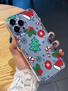 1pc Transparent Shell Christmas Pattern Scratch-Resistant Shock-Proof Phone Case Compatible With Apple IPhone 11/12/13/14/15/15Pro/15Plus/16ProMax/7Plus/8Plus/X/XsMax/Xr/11Pro/12Pro/13Pro/14Pro/11ProMax/12ProMax/13ProMax/14ProMax/14Plus/7/8Plus