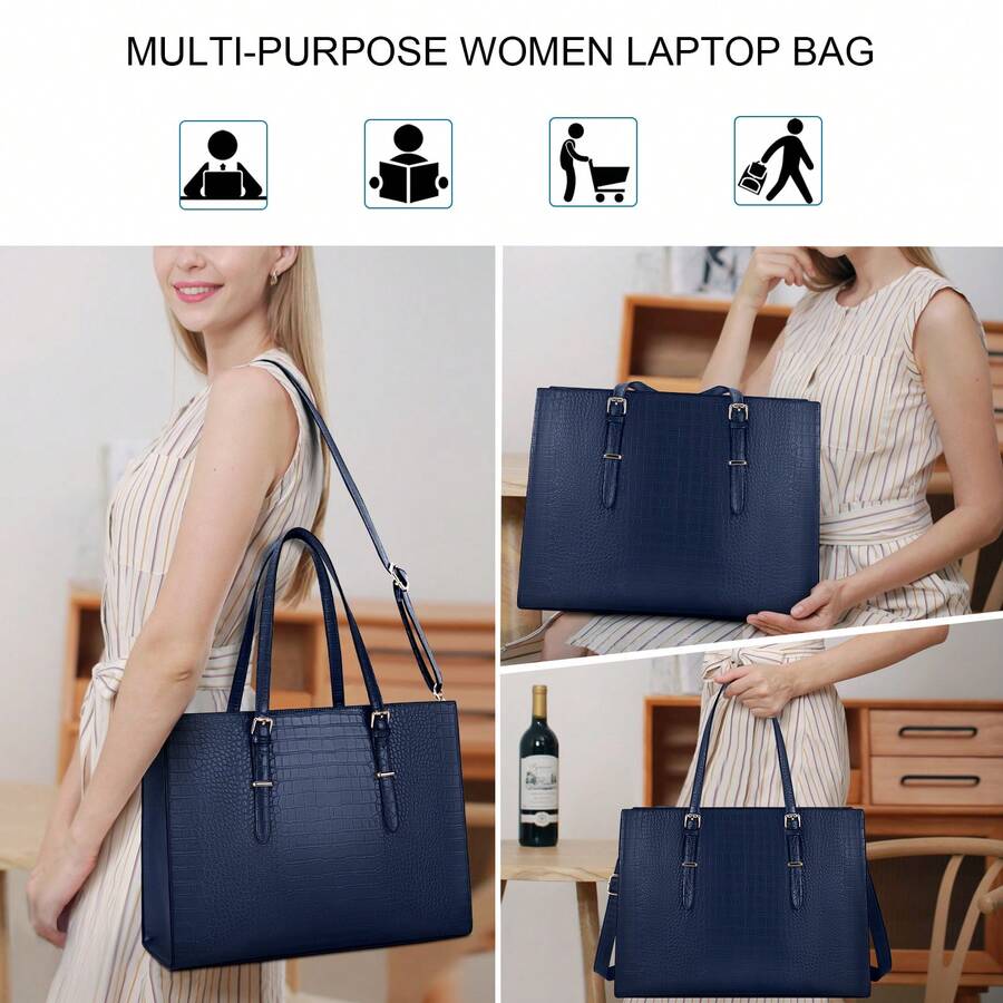 Women's 15.6 Inch Laptop Bag Leather Computer Briefcase Waterproof