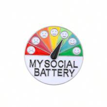 2 piezas Broche de energía que cambia de humor, insignia de metal de poder social deslizante, pin de expresión de sonrisa unisex, accesorio de ropa, regalo del Día de San Valentín - broche de humor - Ver 2