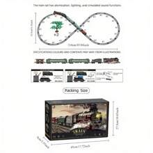 Vintage Train Set, Steam Locomotive Cars And Tracks Electric Rechargeable Train Toys With 3 Smoke Horns And Lights, Christmas Toys - Tàu cổ điển 625B - Xem 9