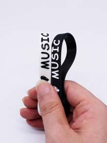 4 bucăți combinație multicoloră "I Love Music" brățară din silicon rezistentă la apă și durabilă