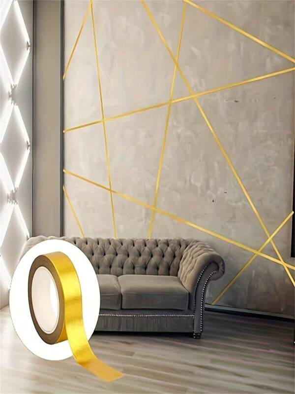 1 rotolo di strisce sigillanti autoadesive, stucco riempitivo impermeabile per fughe di piastrelle, crepe del pavimento, decorazione del bordo in metallo di colore oro/argento, alta resistenza all'usura, adatto per pareti, armadi, cucine, decorazione fai-da-te