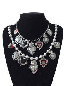 1入組哥德風厚重鏈條吊墜火焰心靈古怪眼吊墜反銀紅黑萬聖節珠寶禮物項鍊 - 項鍊 - 查看 7