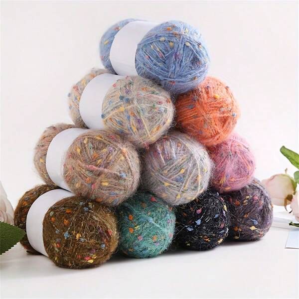 1pc, 50g Mixed Color Acrylic Polyester Blended Yarn, Soft Speckled Handcraft Knitting Yarn For DIY Scarves, Sweaters And Hats