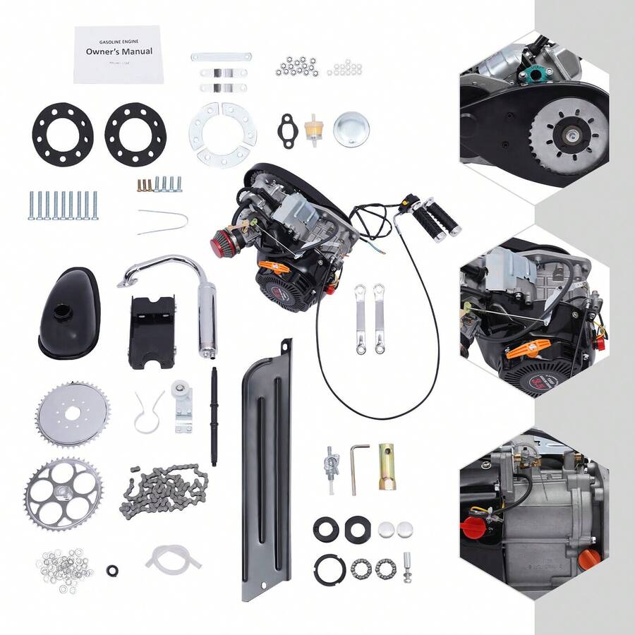 4 Stroke 100cc Motorized Bicycle Engine Kit Set SingleCylinder Gas