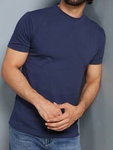 Men's T-Shirt Made Of High Quality Cotton Fabric - Màu xanh lam - Xem 4