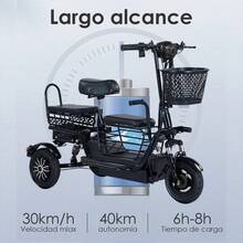 NINOTO Bicicleta Electrica con 3 ruedas 30Km/h Para 3 Personas Para Mayor autonomía 40km - Negro - Ver 4