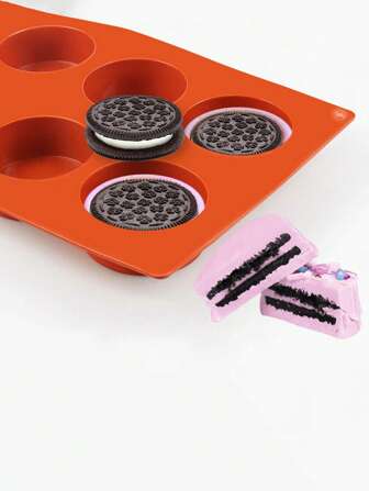 1pc/2pcs/3pcs Round Cylinder Pastry Mold, Chocolate Cookie Mold For Sandwich Cookies Muffin Cupcake Brownie Cake Pudding 6 Cavity Baking Tools