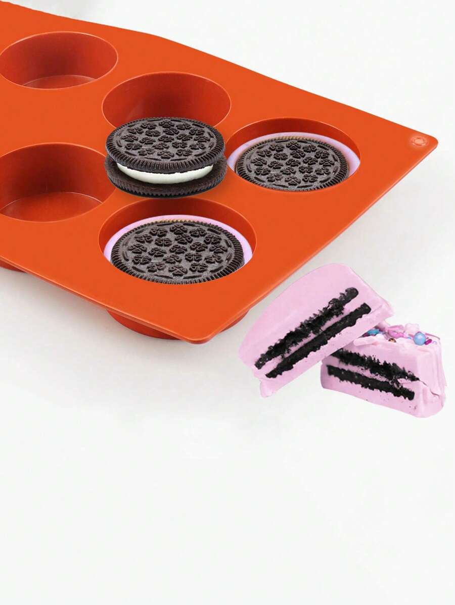 1pc/2pcs/3pcs Round Cylinder Pastry Mold, Chocolate Cookie Mold For Sandwich Cookies Muffin Cupcake Brownie Cake Pudding 6 Cavity Baking Tools