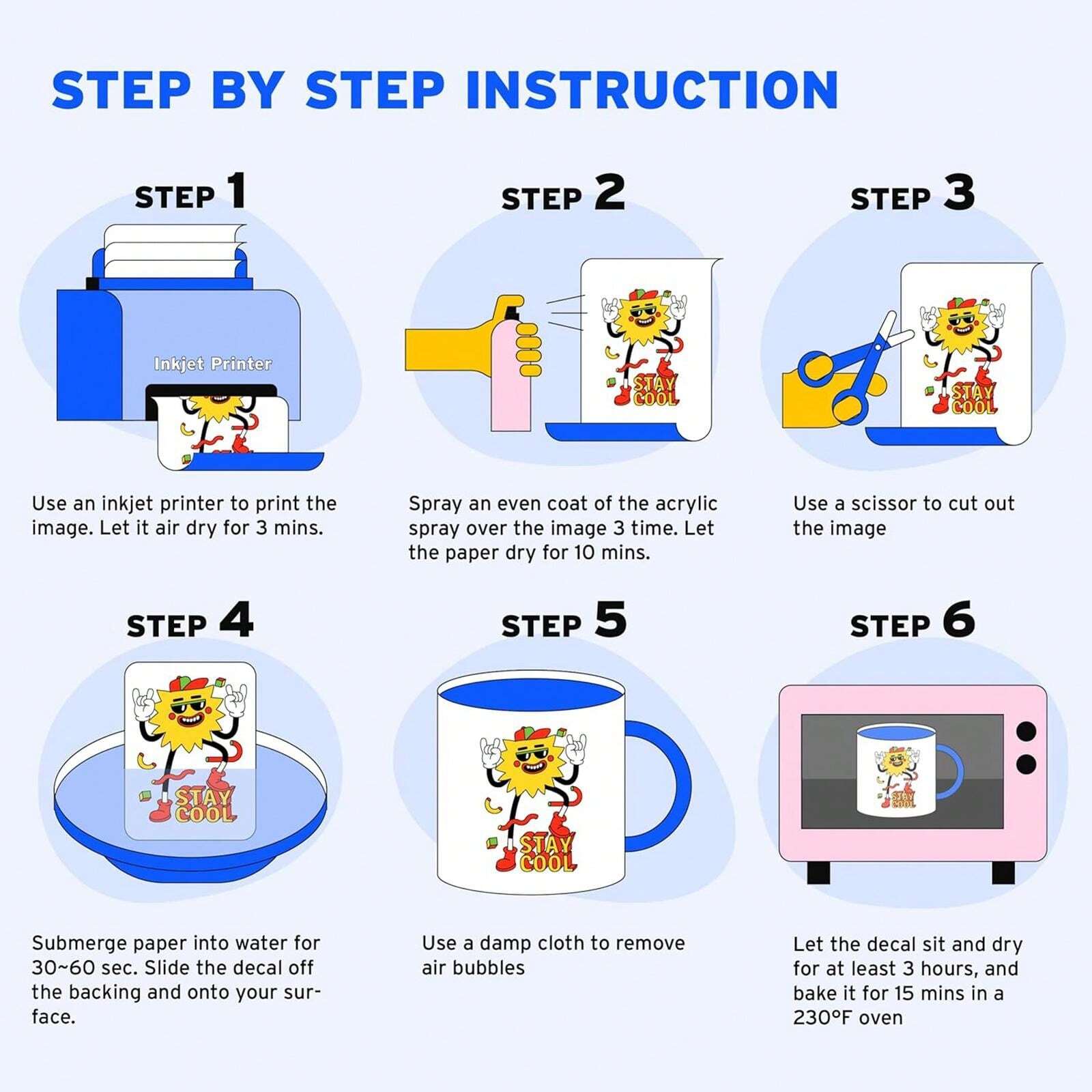 Waterslide Decal Paper INKJET CLEAR 5 Sheets Premium WaterSlide