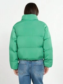 Damska kurtka z kapturem i długim rękawem, dopasowana, ciepła i gruba, prosta i modna