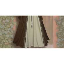 中世纪欧洲宫廷风格吸血鬼服装派对复古露肩长袖连衣裙，优雅女王动漫编织面料万圣节 - 棕色 - 查看 5