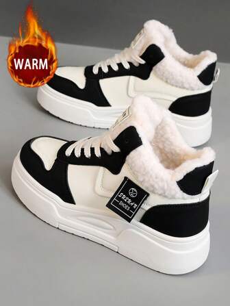 1 Pair Women Waterproof Leather Lining Warm Thick Soled Snow Boots, Casual High Top Cold Weather Shoes, Versatile For Winter Everyday & Outdoor Wear