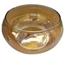 Terrarium Vase Color Gold 1.7l Ø9x20cm Translucent Golden Glass Decorative Amber Ornament Classic Elegant Style - 金色 - 查看 2