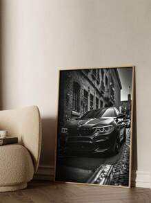 1 tấm tranh vải canvas in hình xe hơi cổ điển - Phong cảnh đường phố cổ điển đen trắng, trang trí tường không khung cho phòng khách, phòng ngủ, văn phòng - Áp phích xe cổ điển hiện đại, ý tưởng quà tặng hoàn hảo - Đen và trắng - Xem 3