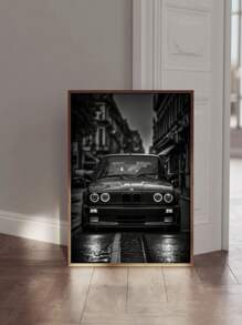 1 tấm tranh vải canvas in hình xe hơi cổ điển - Phong cảnh đường phố cổ điển đen trắng, trang trí tường không khung cho phòng khách, phòng ngủ, văn phòng - Áp phích xe cổ điển hiện đại, ý tưởng quà tặng hoàn hảo - Đen và trắng - Xem 4