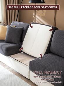 1pc Elastic Thickened Sofa Seat Cushion Cover, Modern Spill-Resistant All Season Slip-Resistant Full Coverage Cushion Protector, Machine Washable, Suitable For Bedroom, Office, Living Room, L-Shaped Sofas 1/2/3/4 Seat - Moon Gray - View 10