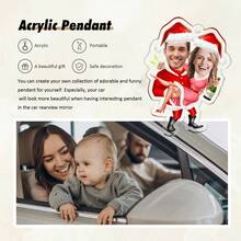 1 szt. Spersonalizowany akrylowy wieszak na zdjęcia twarzy pary na Boże Narodzenie, spersonalizowane dekoracje ze zdjęciem Świętego Mikołaja, wyjątkowe prezenty, dostosowane do zdjęcia, świąteczne prezenty dekoracyjne